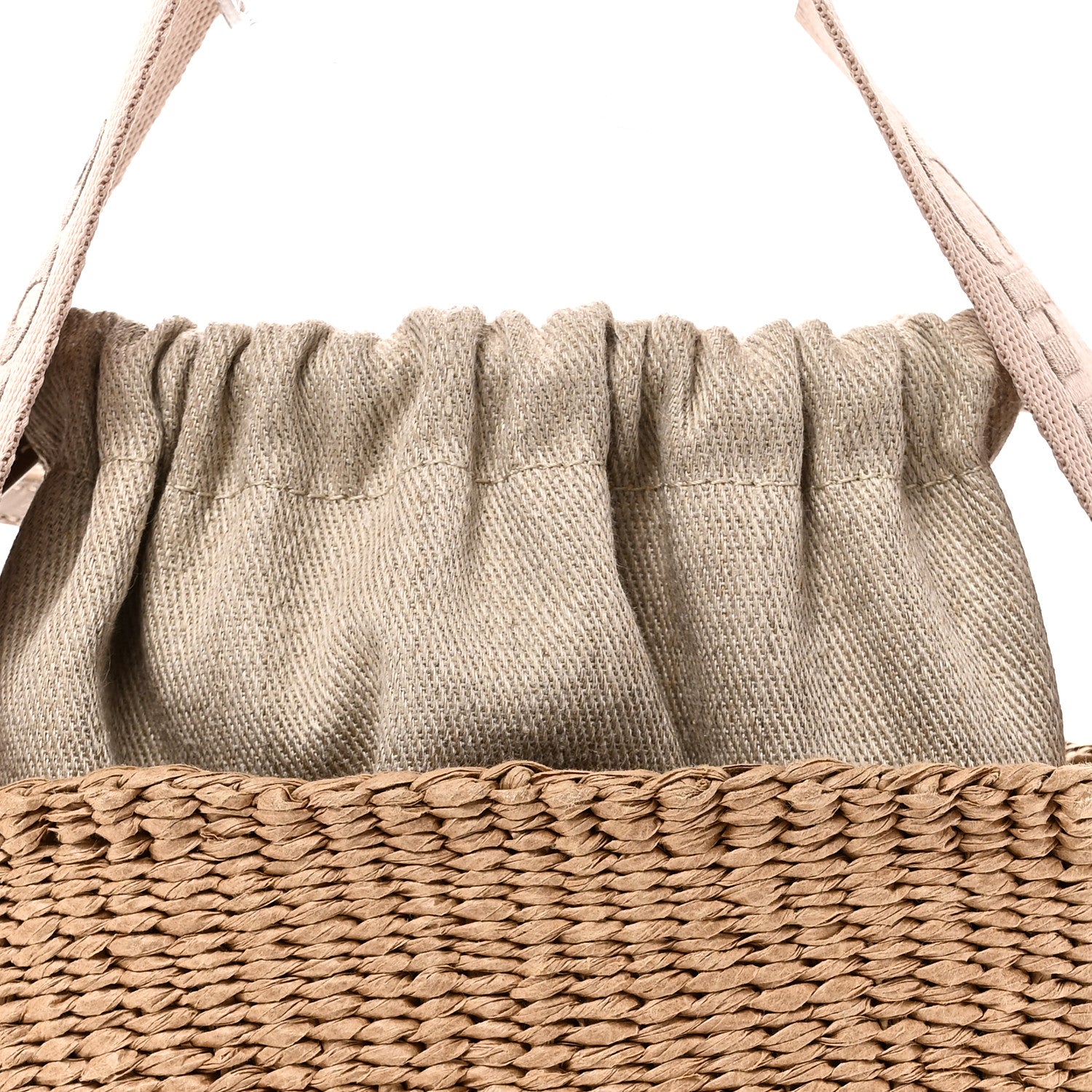 Chloe X MIFUKO Raffia Calfskin Small Woody Basket Shoulder Bag Beige Light Pink 7 of 9