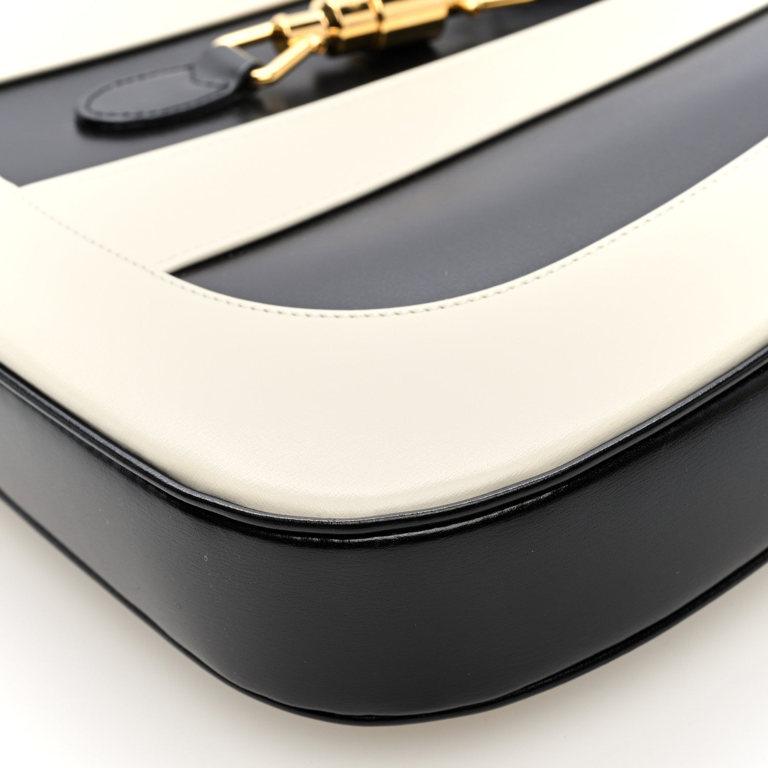 Gucci Boarded Dyana Lux Calfskin Striped Medium Jackie 1961 Hobo Black White 9 of 9