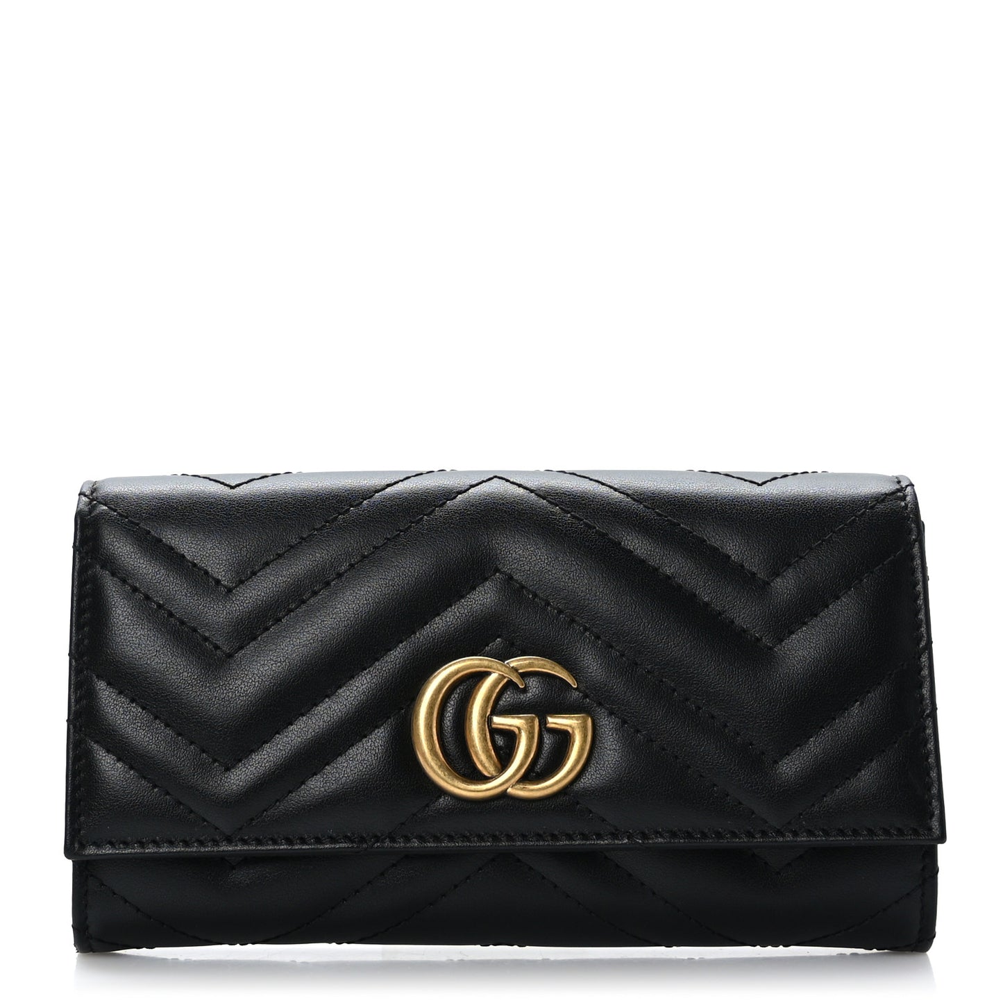 Calfskin Matelasse GG Marmont Continental Wallet Black