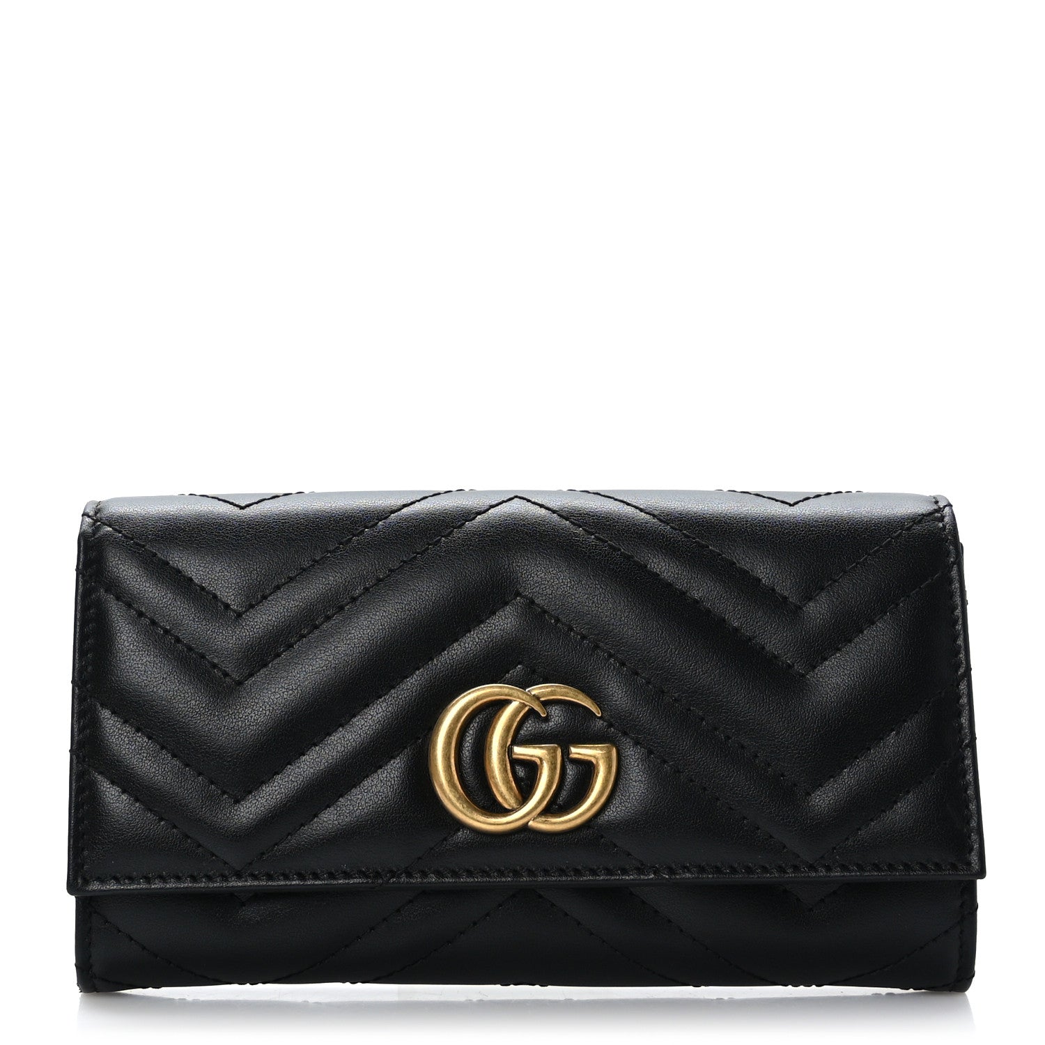 Gucci Calfskin Matelasse GG Marmont Continental Wallet Black 1 of 8