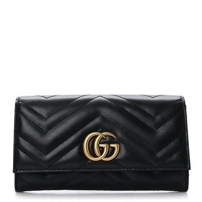 Gucci Calfskin Matelasse GG Marmont Continental Wallet Black 1 of 8