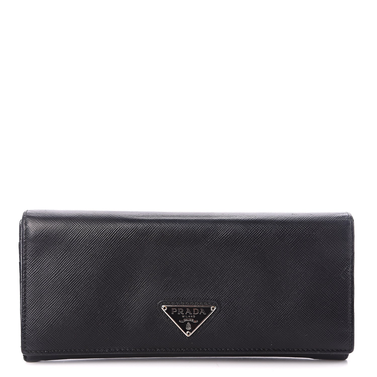 Prada Saffiano Continental Flap Wallet Black 1 of 6