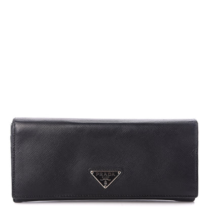 Prada Saffiano Continental Flap Wallet Black 1 of 6