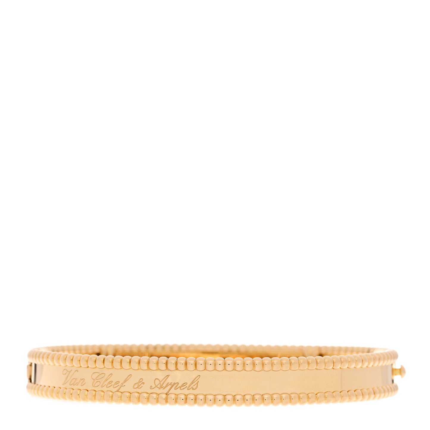 VAN CLEEF & ARPELS 18K Yellow Gold Perlee Signature Bangle Bracelet M