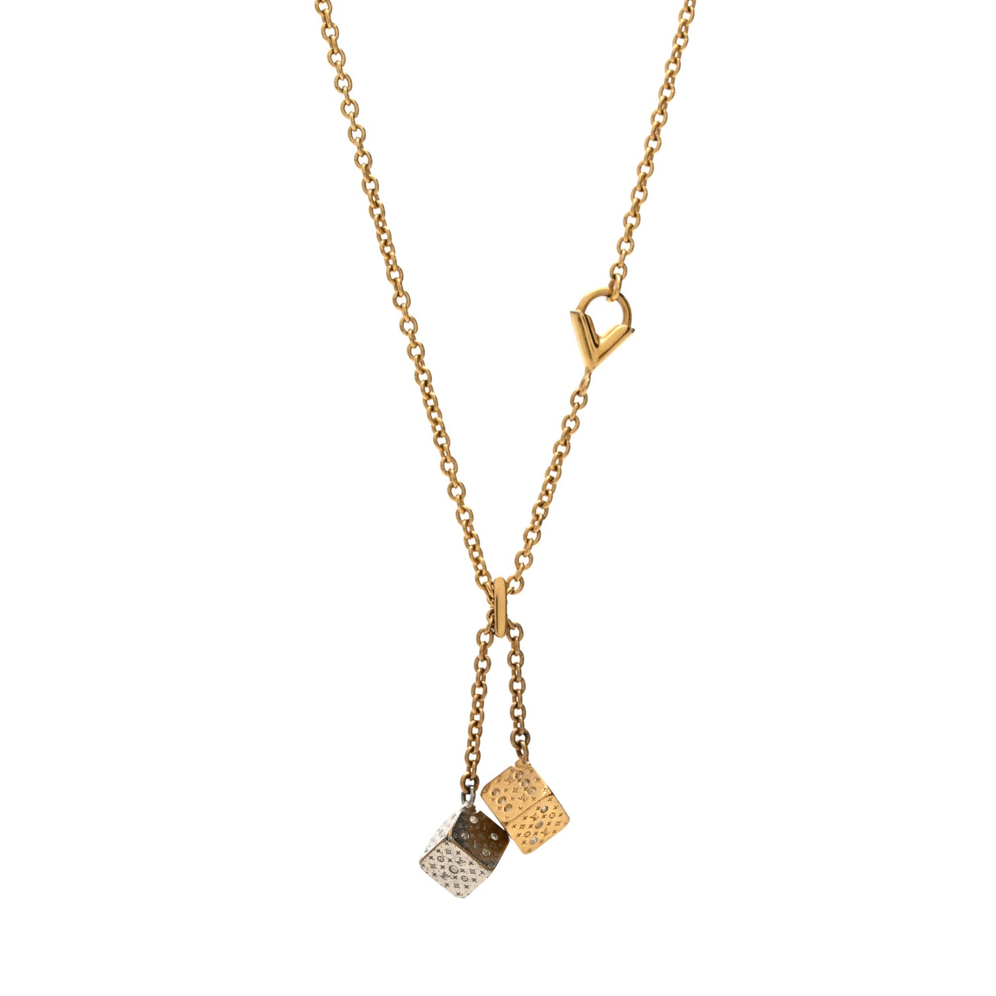 Luckygram Crystal Game On Dice Pendant Necklace Gold Silver