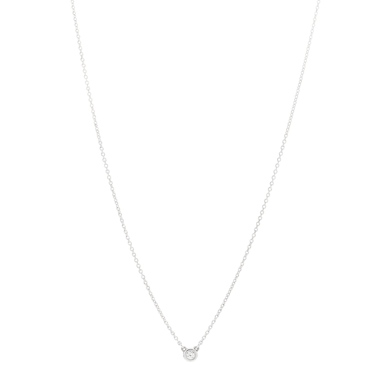 Tiffany Sterling Silver Diamond .05ct Elsa Peretti Diamonds by the Yard Pendant Necklace 1 of 5