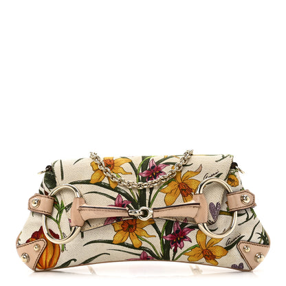 Gucci Canvas Flora Floral Horsebit Clutch 1 of 12