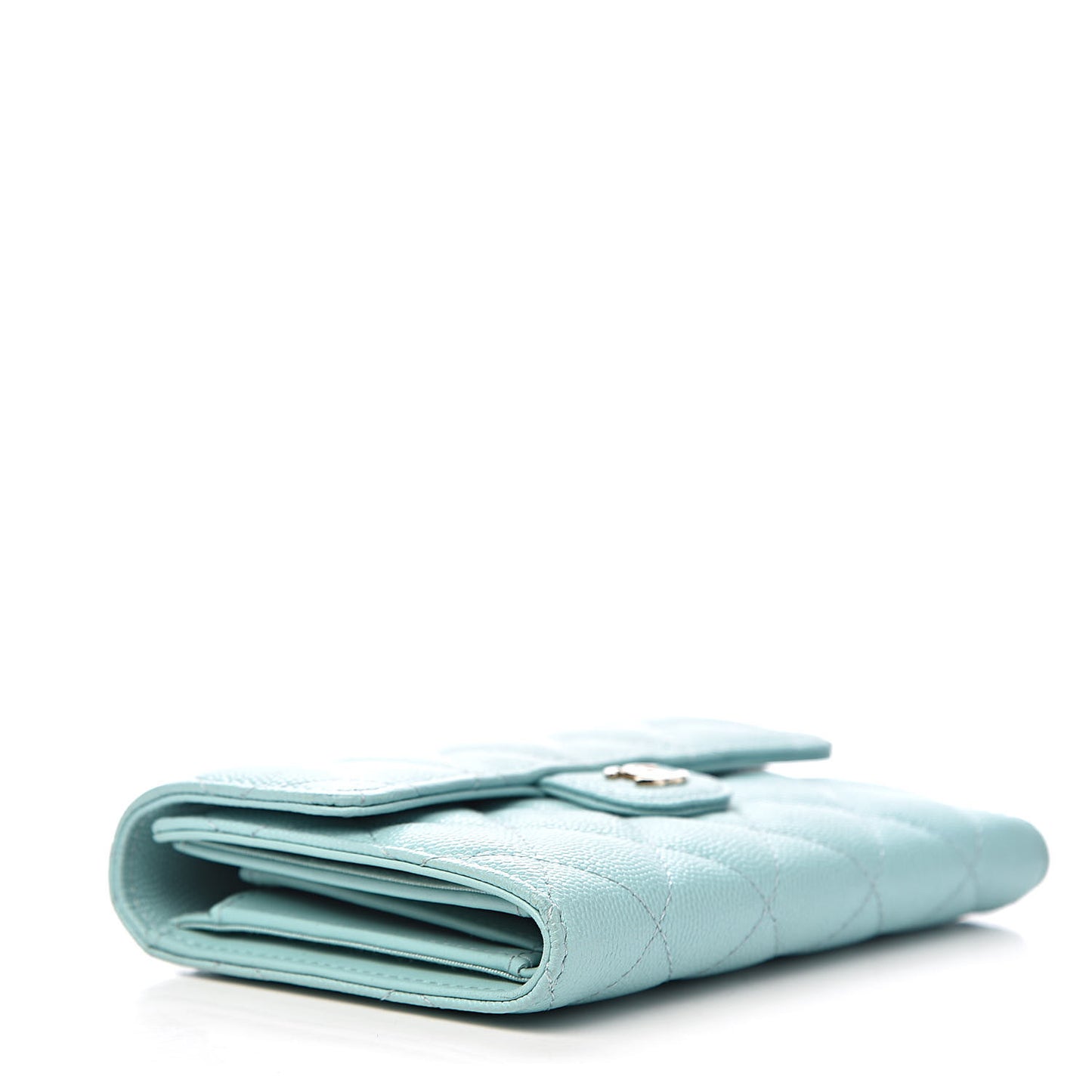 Caviar Quilted Medium Flap Wallet Light Blue