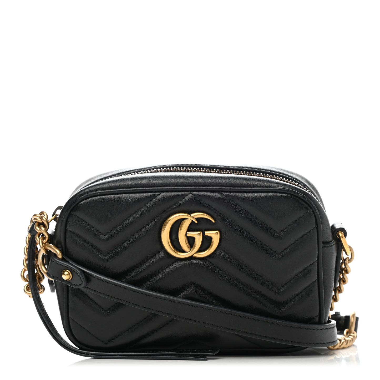 Calfskin Matelasse Mini GG Marmont Chain Shoulder Bag Black