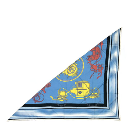 Hermes Cashmere Silk Ex-Libris Triangle Scarf Bleu Ciel Jaune Rose 1 of 4