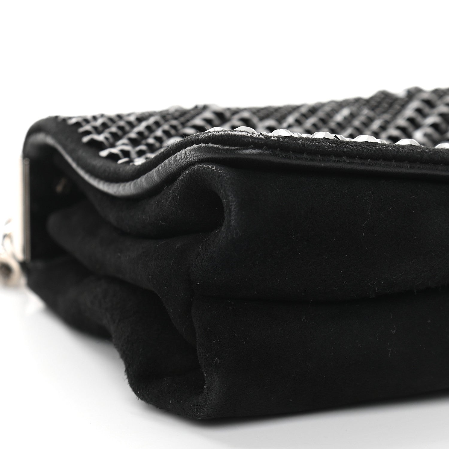 Versace Suede Palazzo Crystal Chain Evening Bag Black 7 of 8