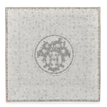 Hermes Porcelain Mosaique Au 24 Platinum Square Plate N°3 1 of 5