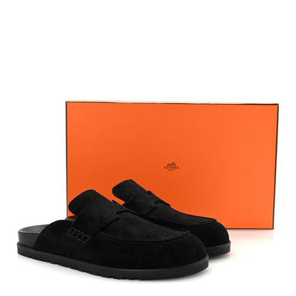 Hermes Suede Calfskin Go Mules 39 Black 18 of 18