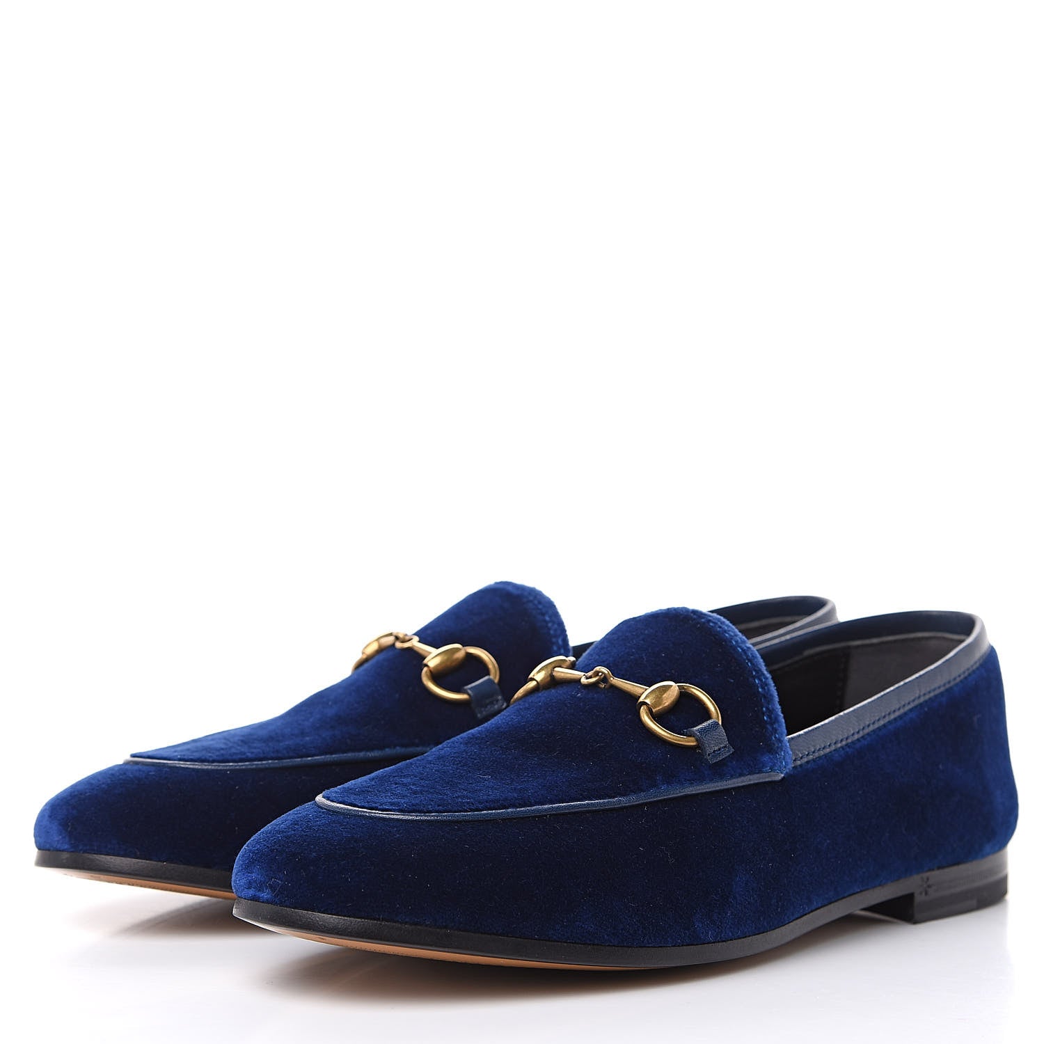 Gucci Velvet Horsebit Womens Jordaan Loafers 35 Blue Cobalt 4 of 10