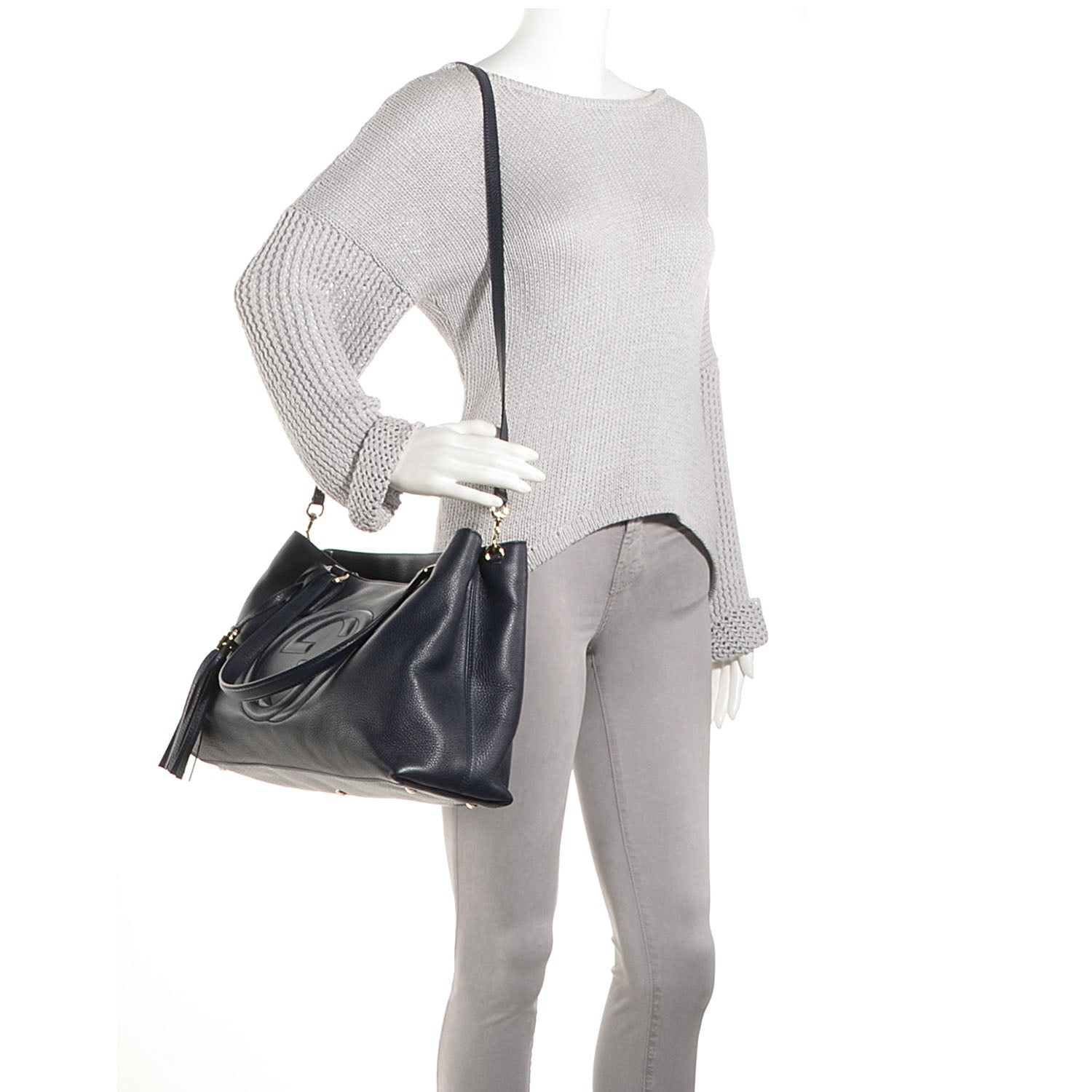 Gucci Cellarius Calfskin Medium Soho Working Tote Blue 2 of 8