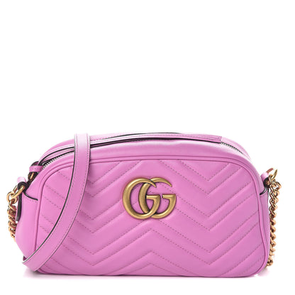 Gucci Calfskin Matelasse Small GG Marmont Chain Shoulder Bag Candy Mousse 1 of 9