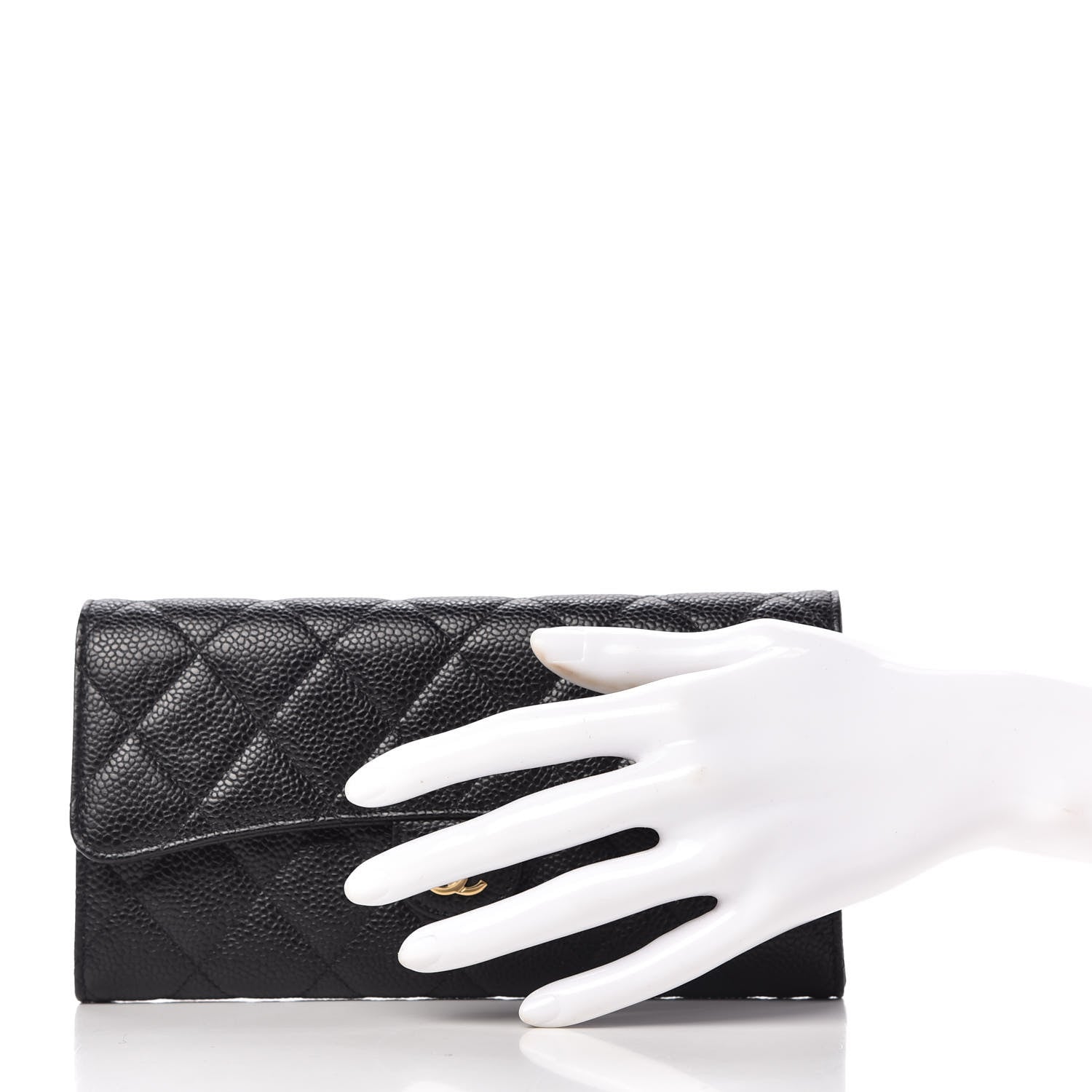 Chanel Caviar Quilted Large Gusset Flap Wallet Black 2 of 12