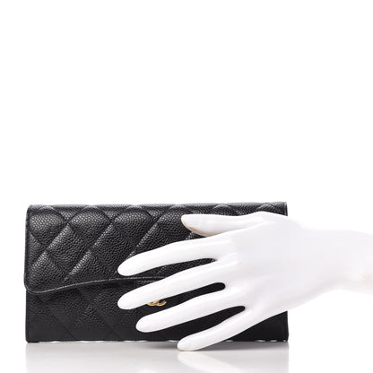 Chanel Caviar Quilted Large Gusset Flap Wallet Black 2 of 12