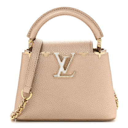Louis Vuitton Metallic Taurillon Embellished Flower Crown Mini Capucines Gold 1 of 11