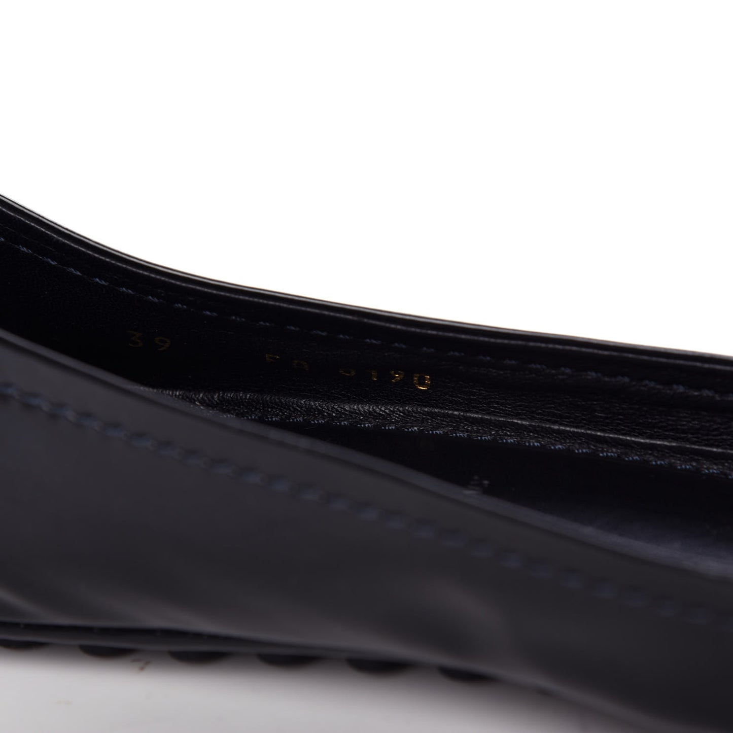 Patent Calfskin Oxford Ballerina Flats 39 Black