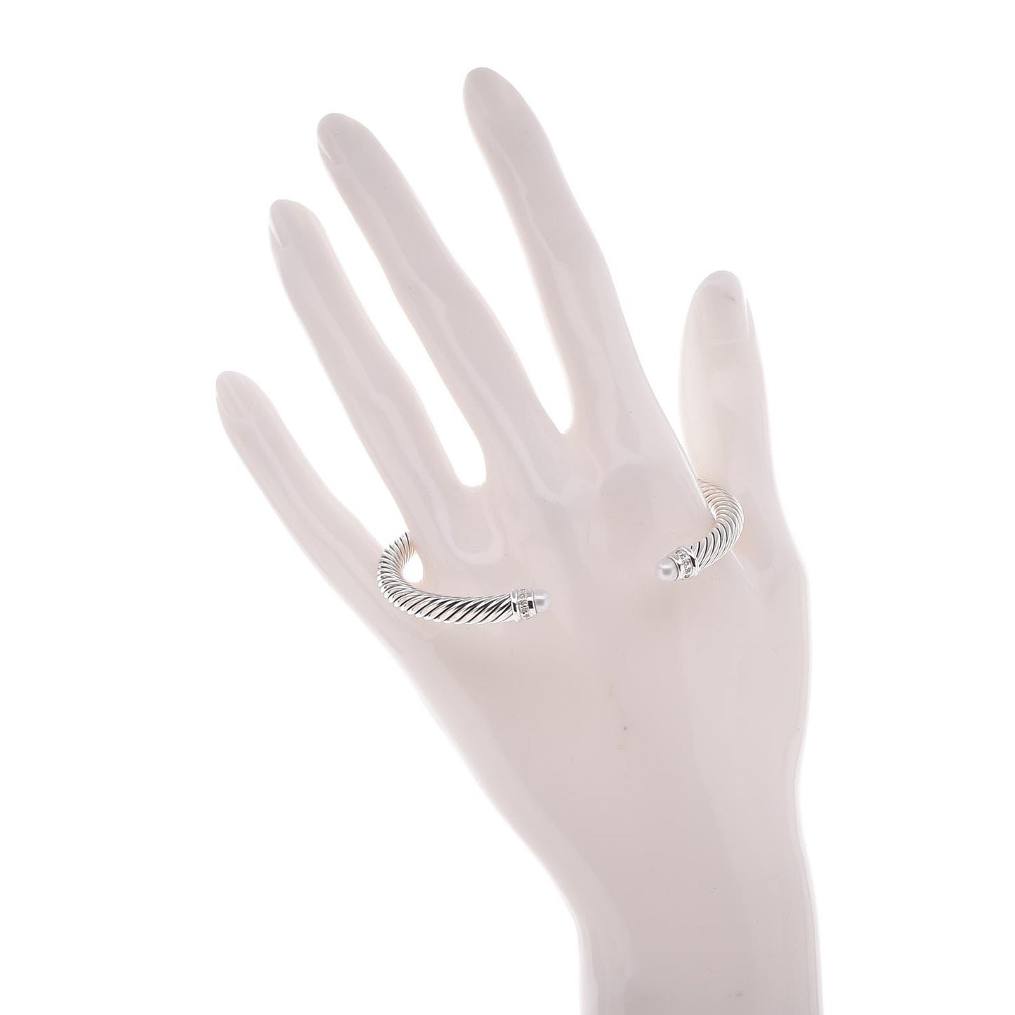 Sterling Silver Diamond Pearl 5mm Cable Classics Princess Bracelet