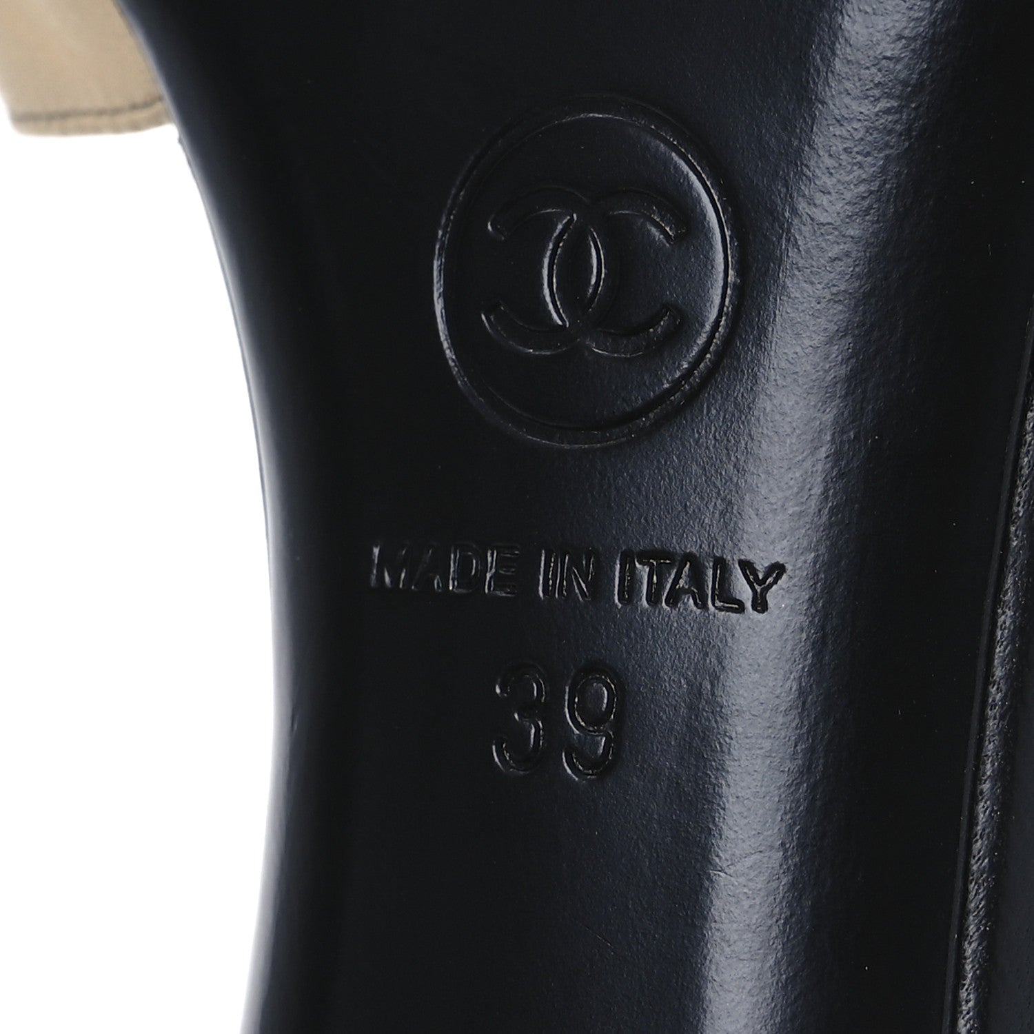 Chanel Lambskin Peep Toe Sandals 39 Beige Black 8 of 15