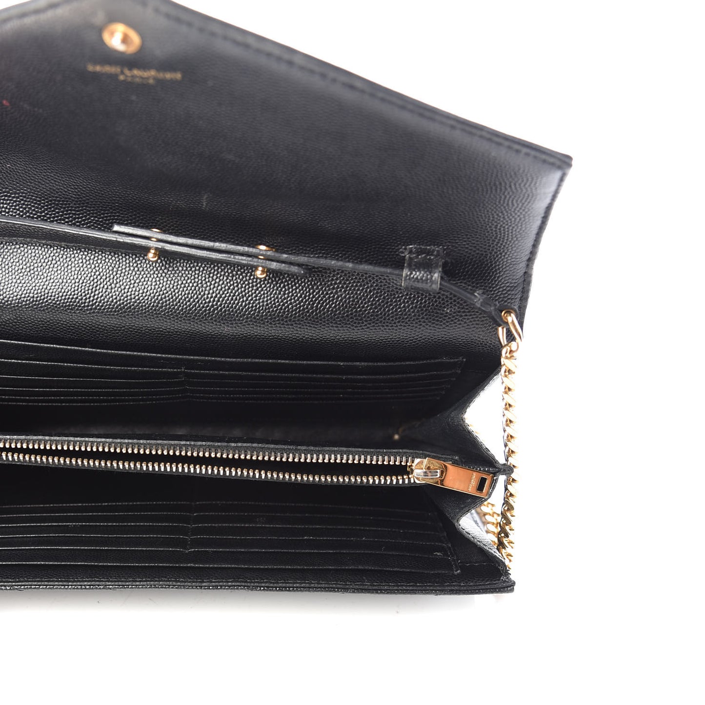Grain De Poudre Matelasse Chevron Monogram Chain Wallet Black