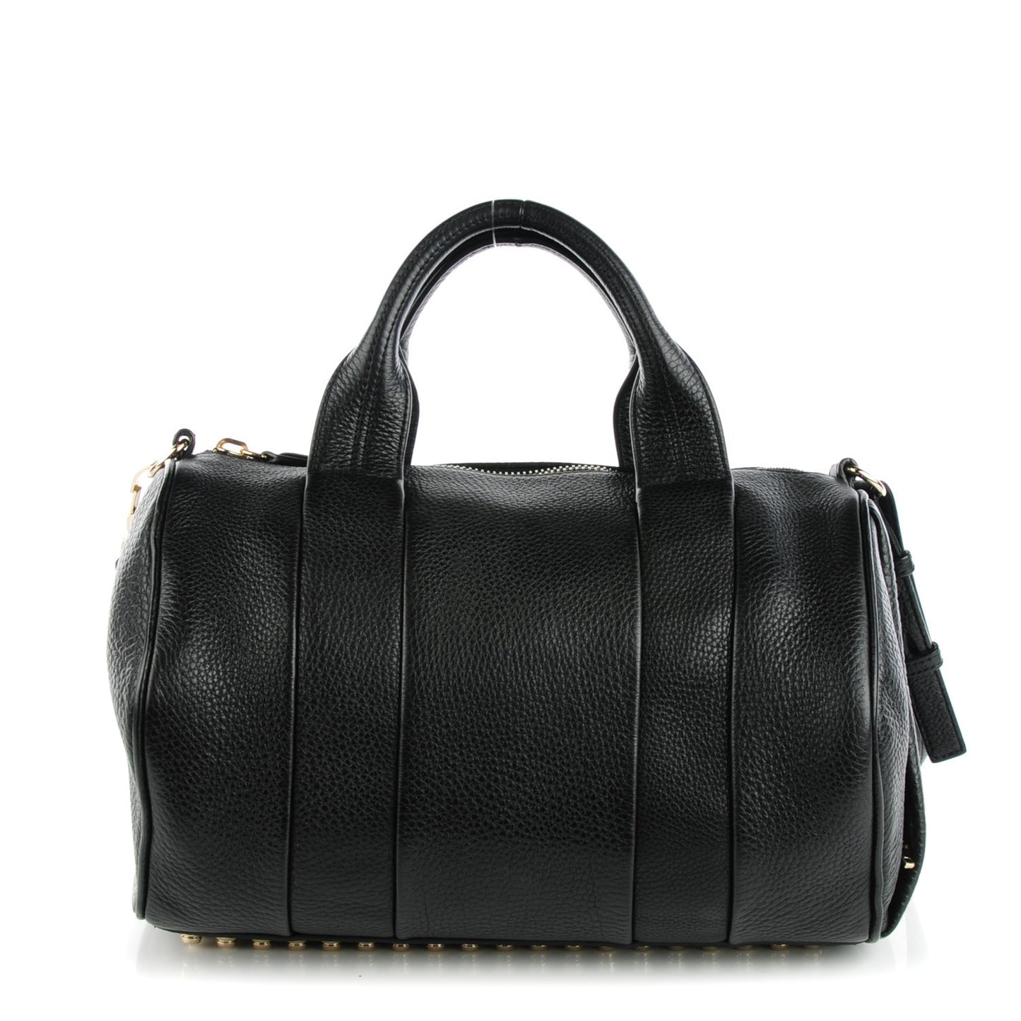Pebbled Lambskin Rocco Duffel Black Pale Gold Hardware