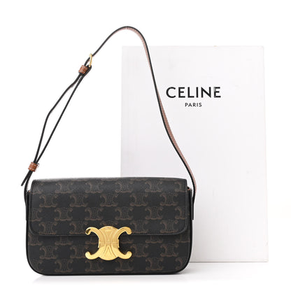 Celine Canvas Calfskin Triomphe Shoulder Bag Tan 12 of 12