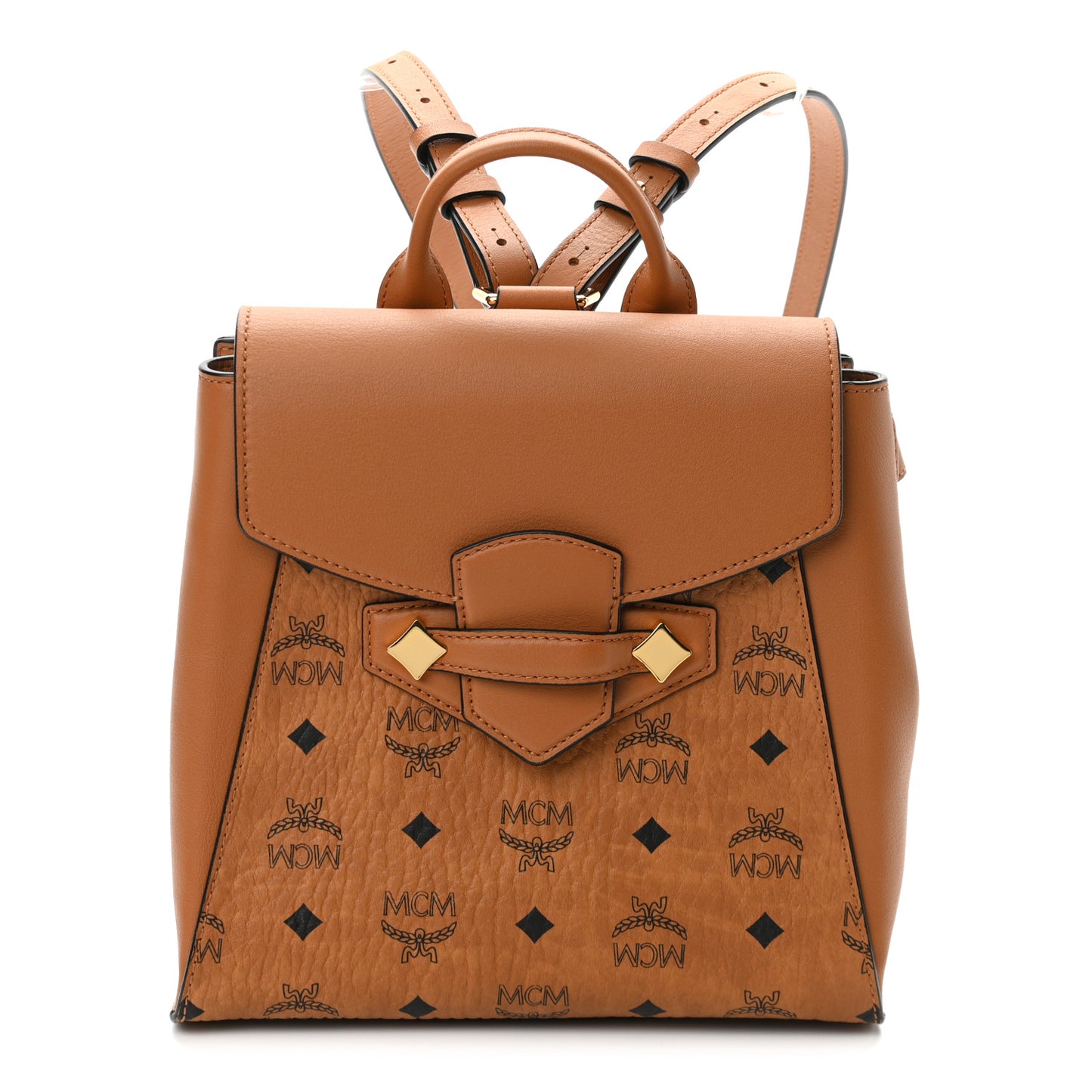 Calfskin Essential Visetos Small Backpack Cognac