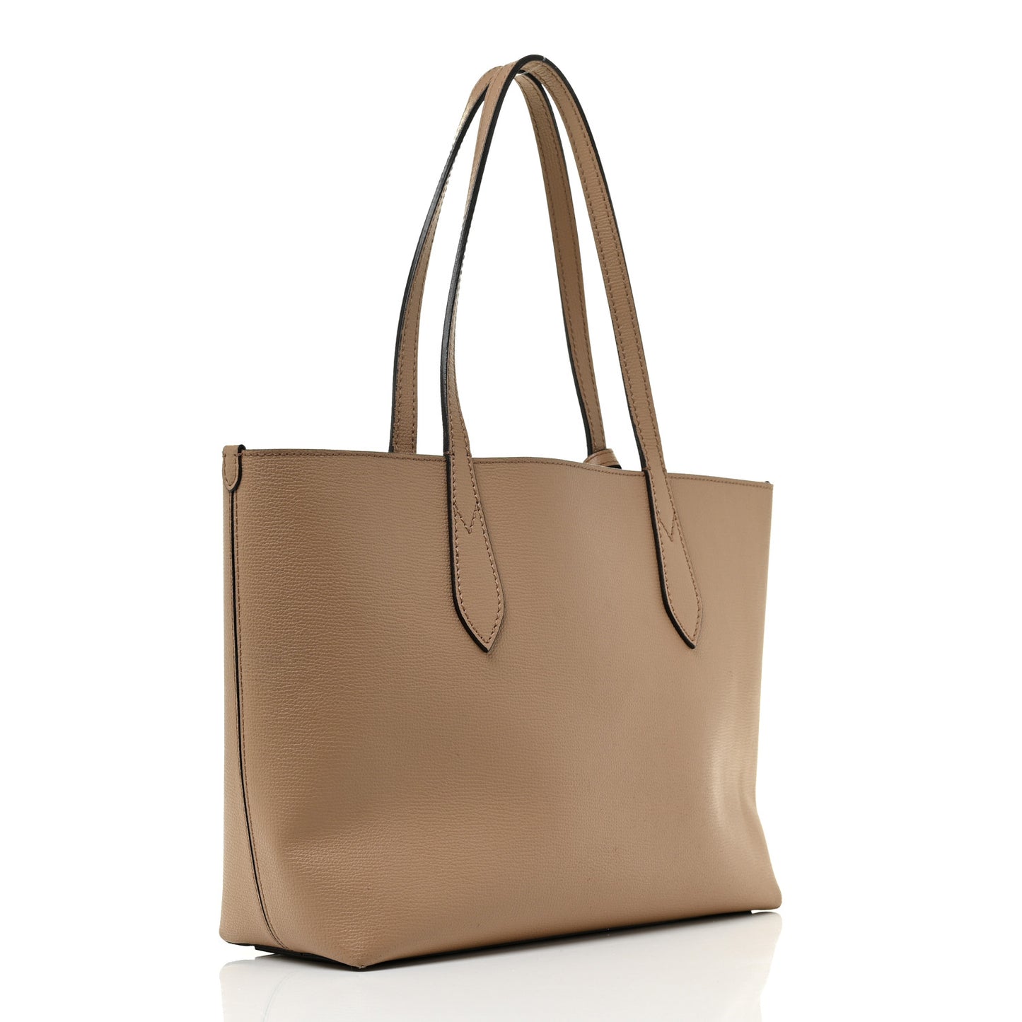Grainy Calfskin Haymarket Check Small Reversible Tote Mid Camel