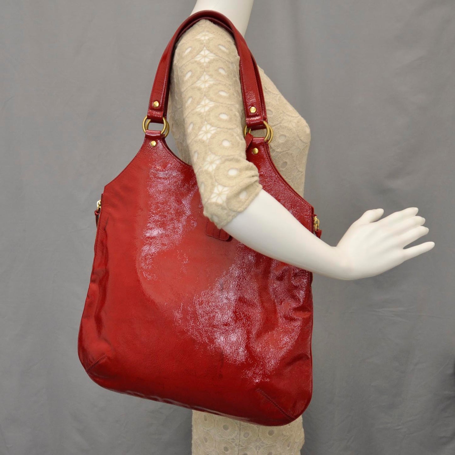 Patent Tribute Tote Red