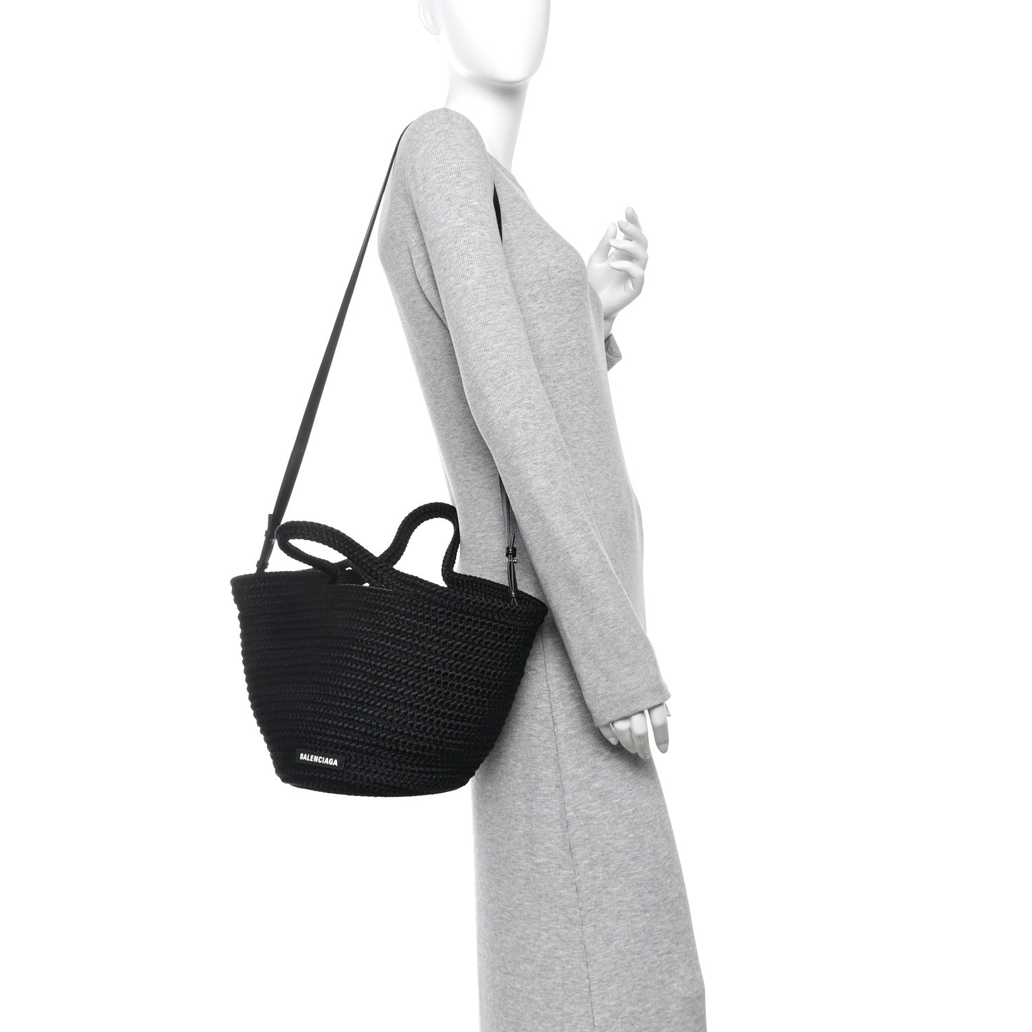 Balenciaga Nylon Lambskin Woven Ibiza Basket With Strap Black 2 of 9