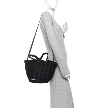 Balenciaga Nylon Lambskin Woven Ibiza Basket With Strap Black 2 of 9