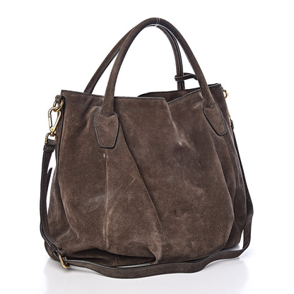 Prada Suede Scamosciato Tote Grafite 3 of 18