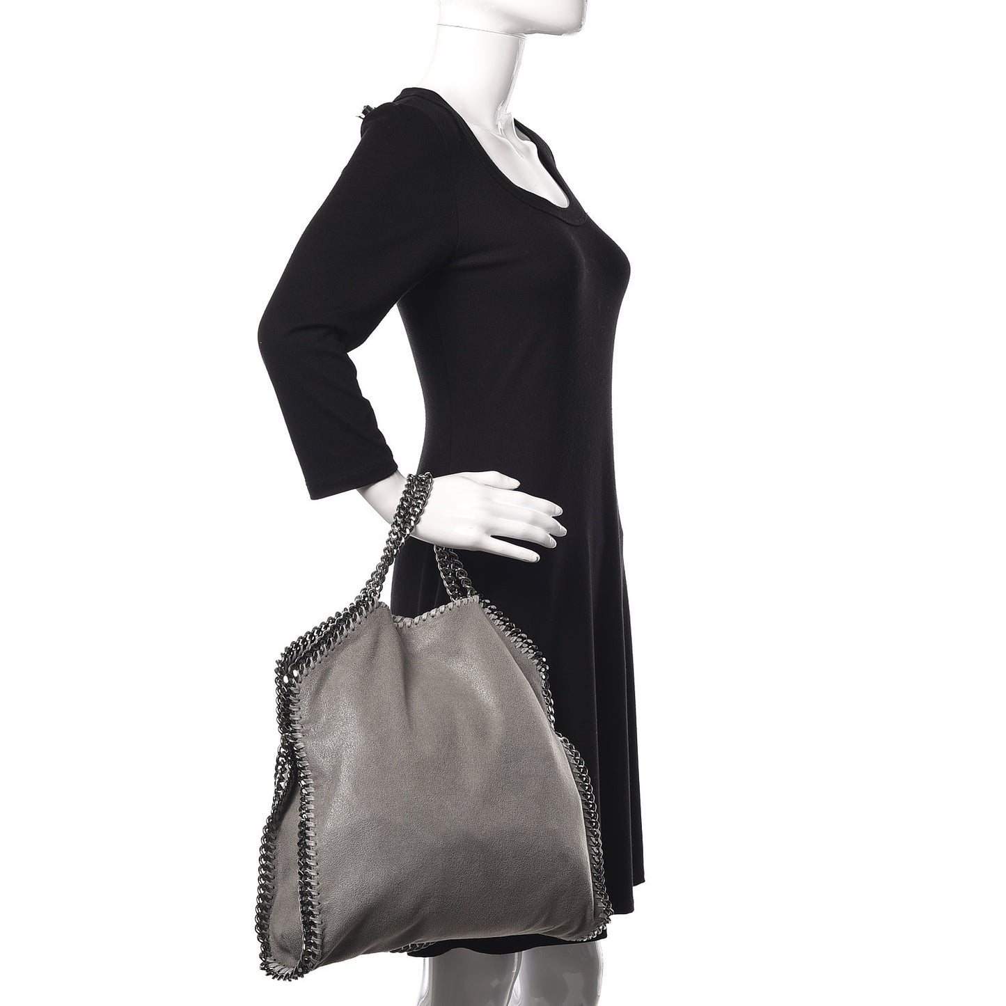 Shaggy Deer Falabella Fold Over Tote Grey
