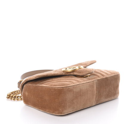 Gucci Velvet Matelasse Mini GG Marmont Shoulder Bag Taupe 4 of 11