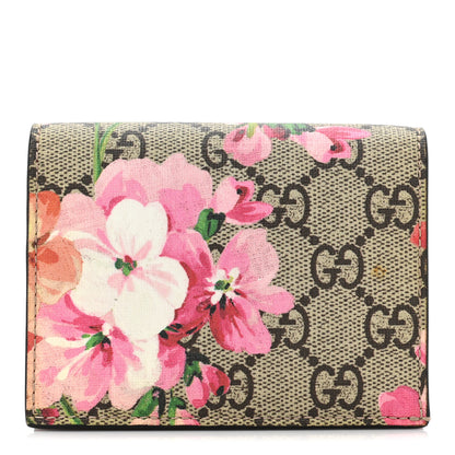 Gucci GG Supreme Monogram Blooms Card Case Wallet Beige Multicolor Dry Rose 1 of 11