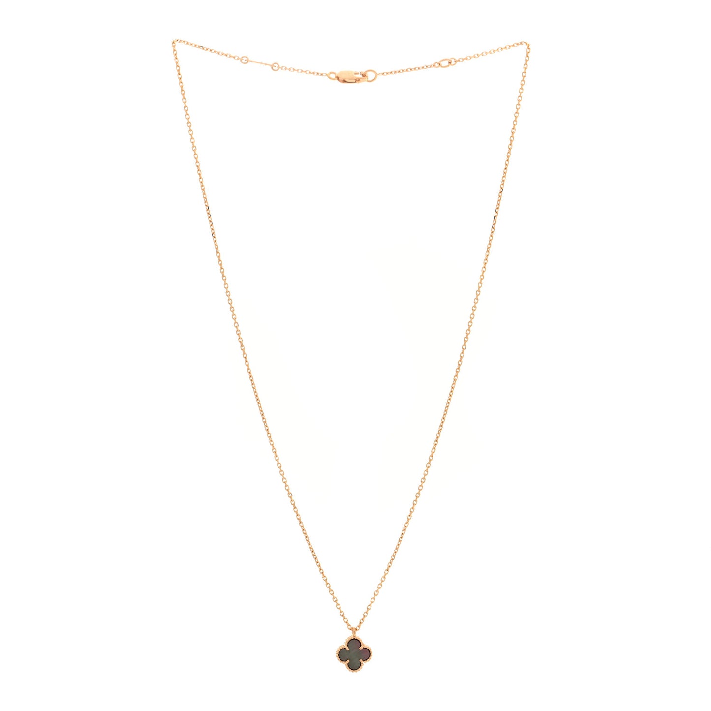 18K Rose Gold Gray Mother of Pearl Sweet Alhambra Pendant Necklace