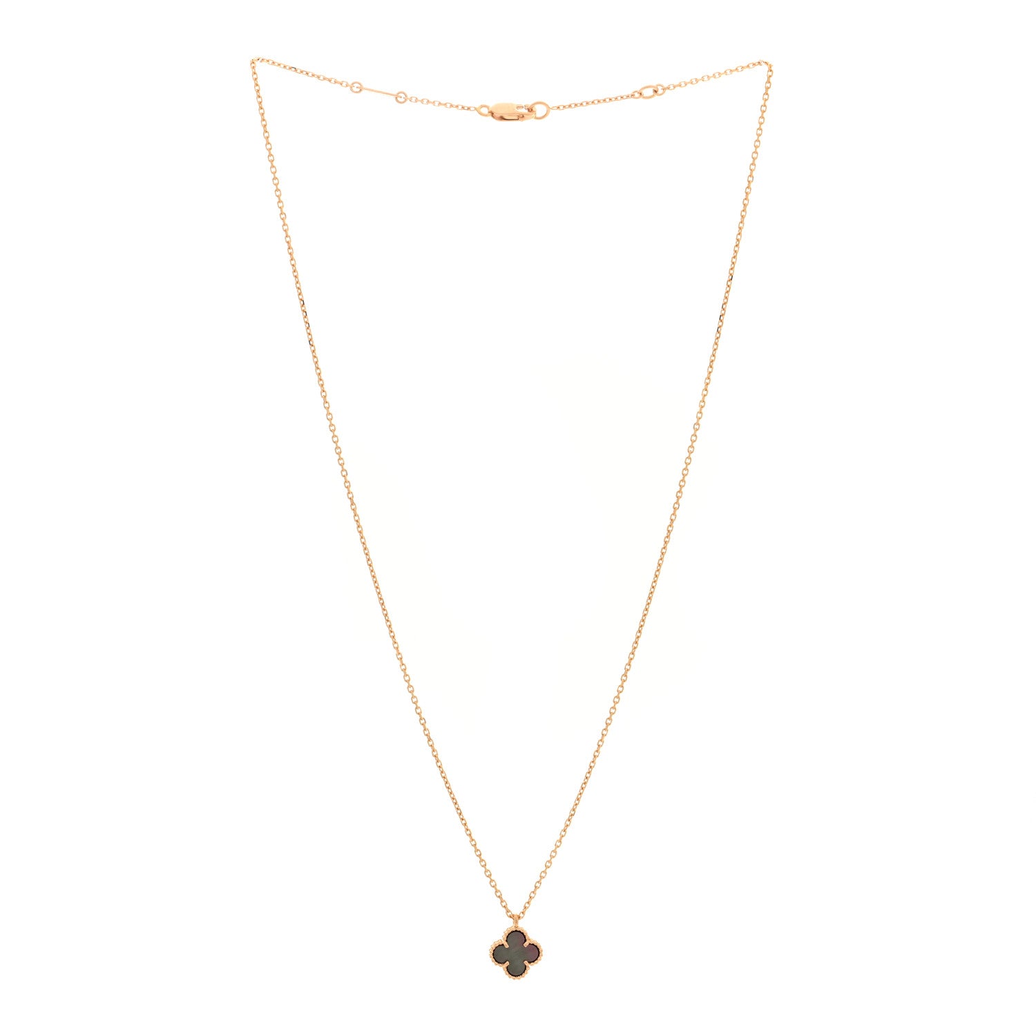 Van Cleef & Arpels 18K Rose Gold Gray Mother of Pearl Sweet Alhambra Pendant Necklace 3 of 4