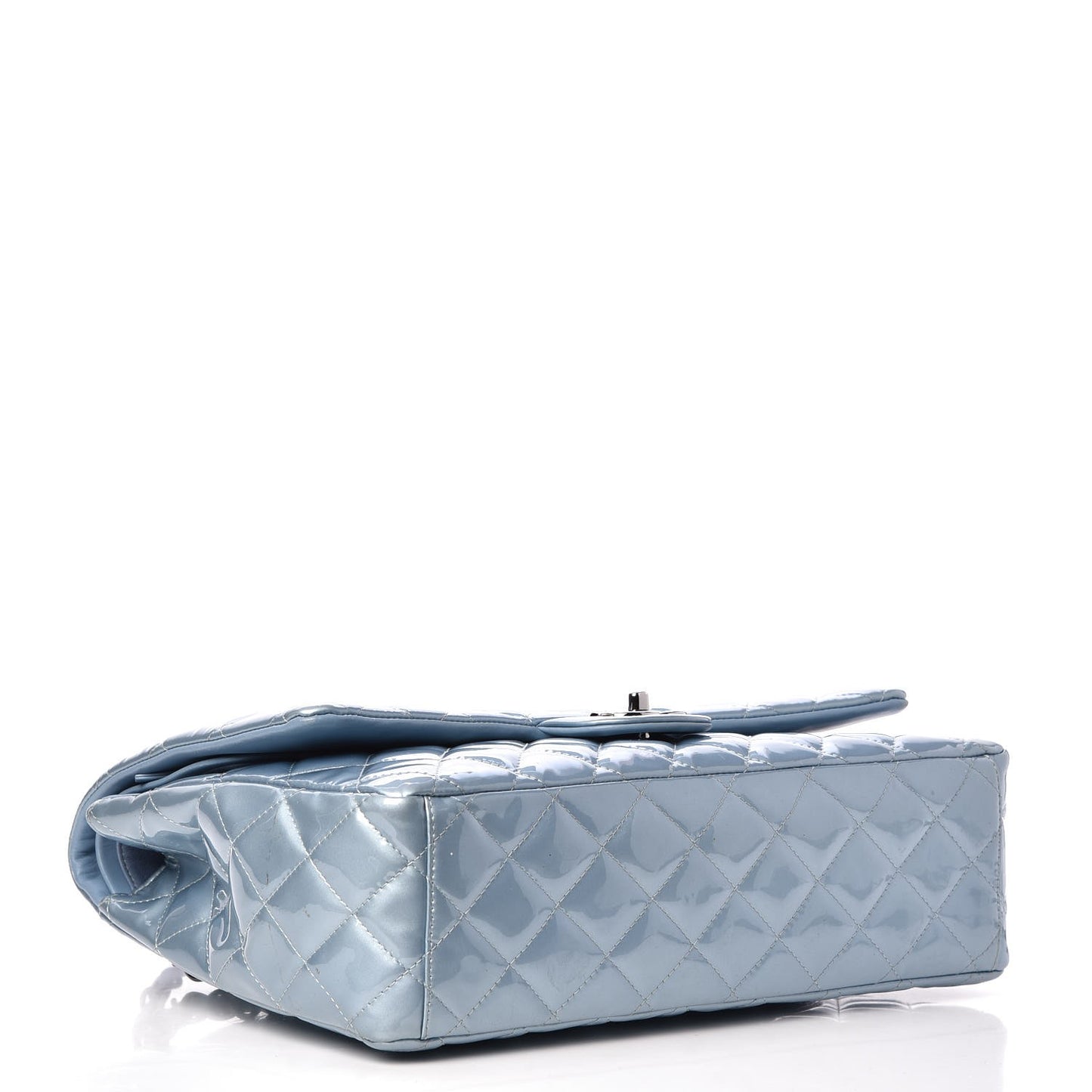 Patent Quilted Maxi Double Flap Light Blue