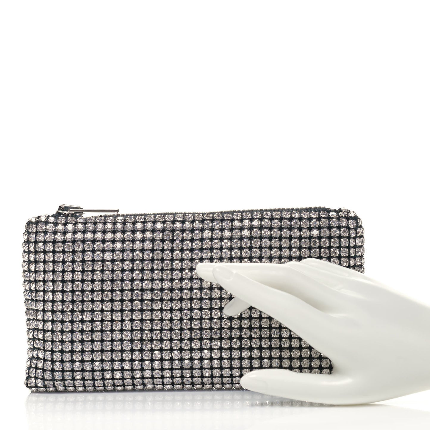 Mesh Crystal Rhinestone Heiress Clutch Black Silver