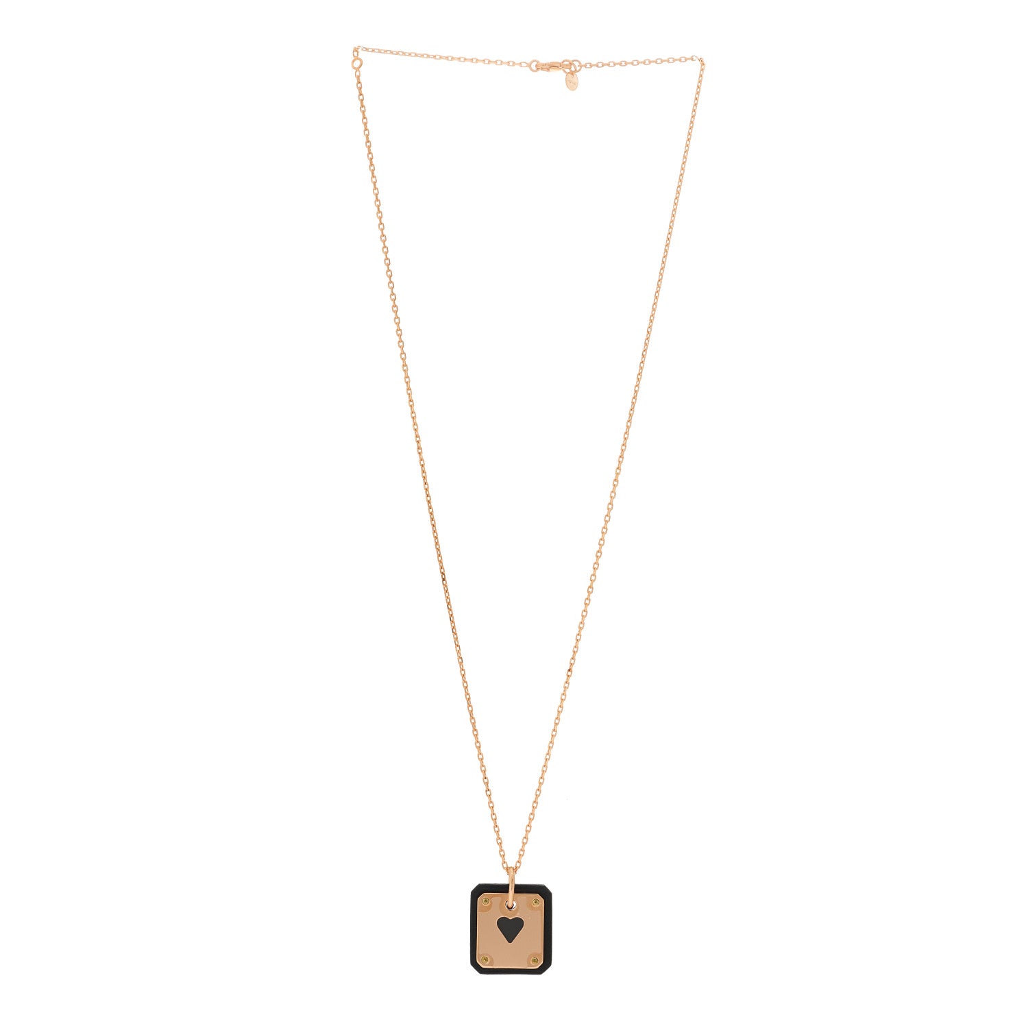 Hermes Rose Gold Plated Swift As De Coeur Necklace Black 3 of 7