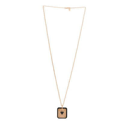 Hermes Rose Gold Plated Swift As De Coeur Necklace Black 3 of 7