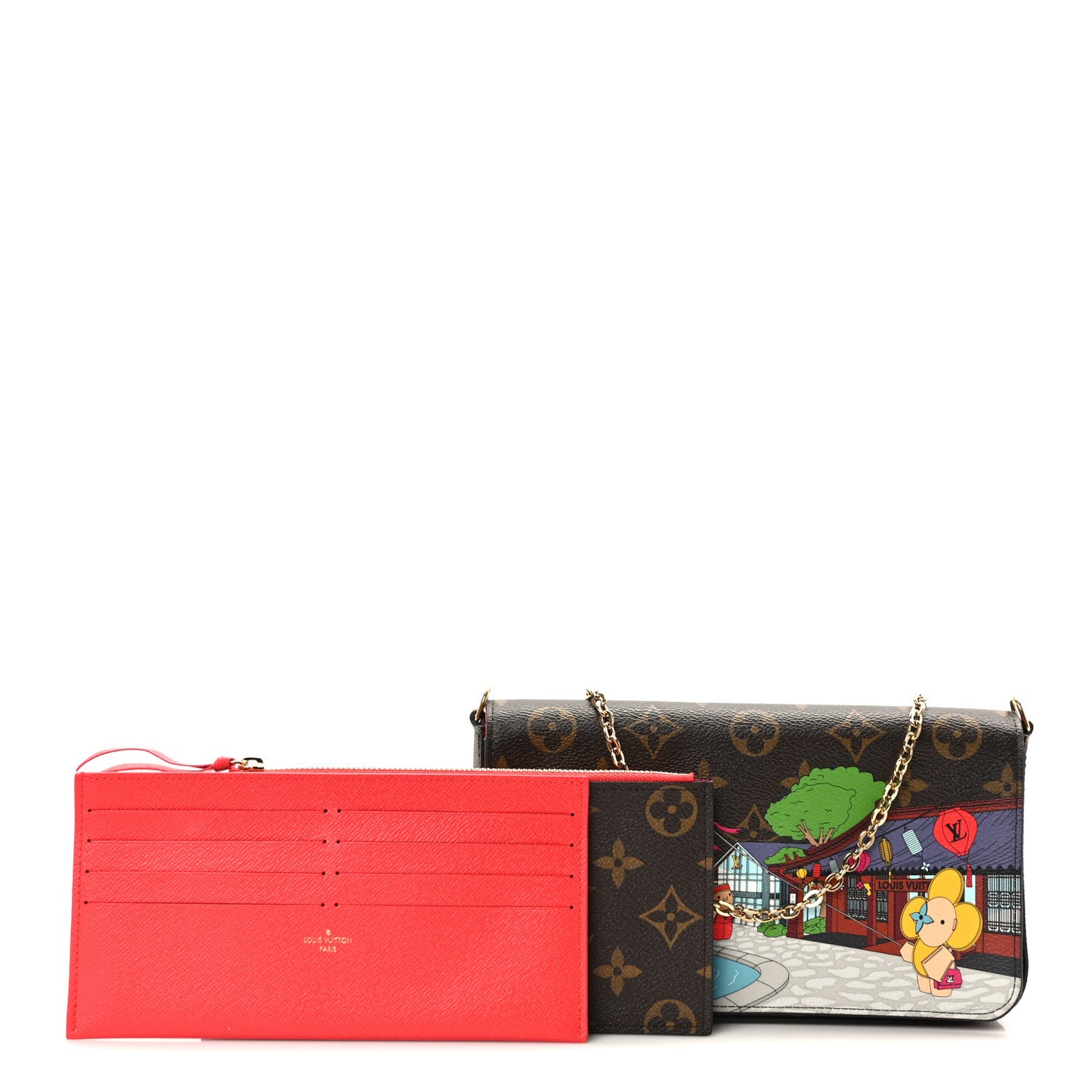 Monogram 2022 Christmas Animation China Chengdu Pochette Felicie Chain Wallet Red