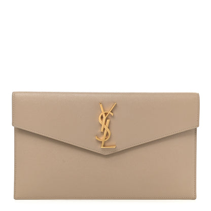 Saint Laurent Grain De Poudre Uptown Pouch Dark Latte 1 of 7
