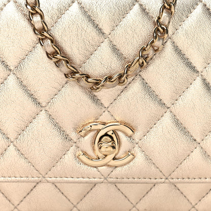 Chanel Metallic Lambskin Quilted Trendy CC Wallet On Chain WOC Gold 9 of 11