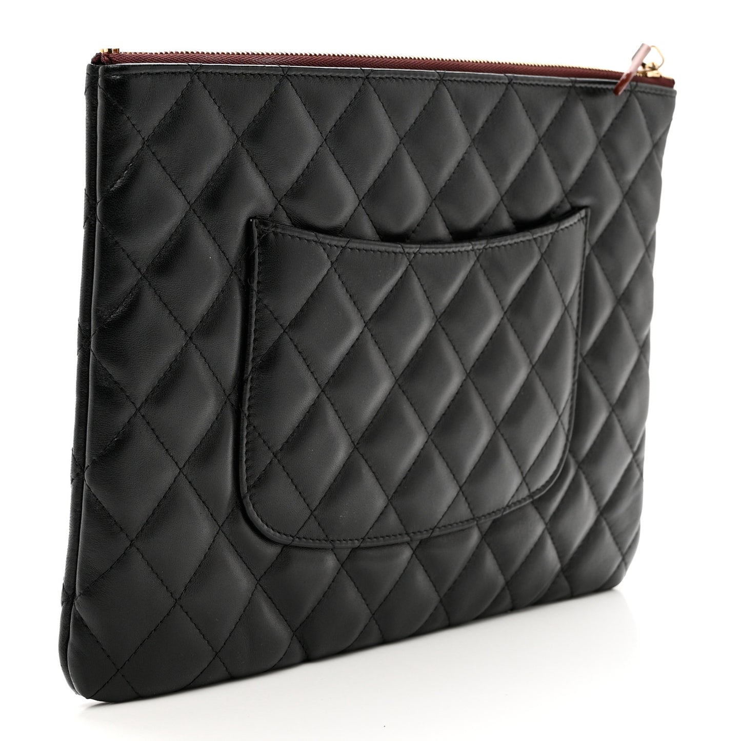 Lambskin Quilted Medium Cosmetic Case Black