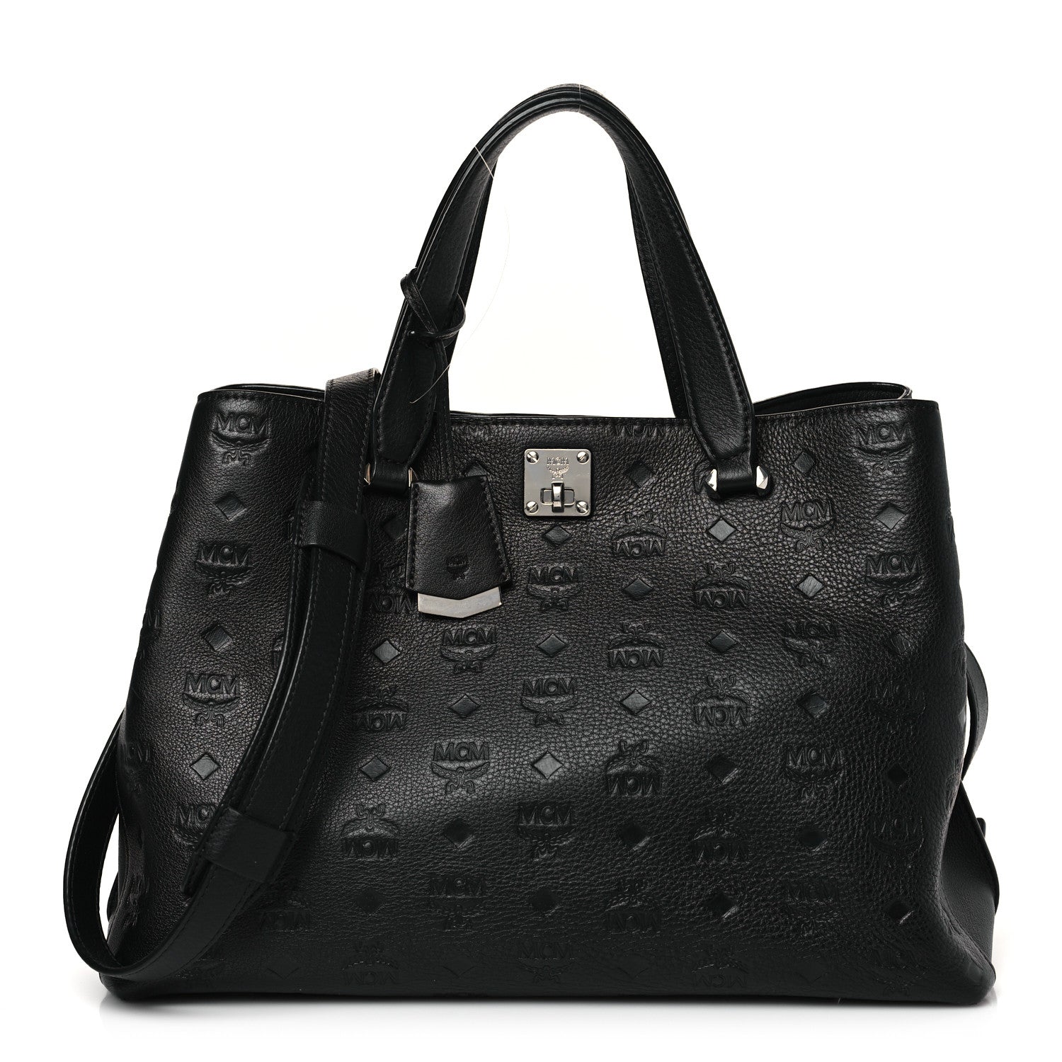MCM Calfskin Ottomar Monogram Large Essential Tote Black 1 of 9