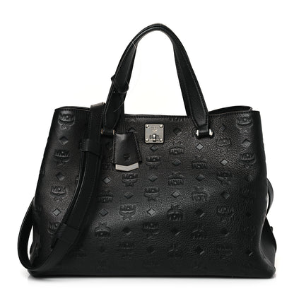 MCM Calfskin Ottomar Monogram Large Essential Tote Black 1 of 9
